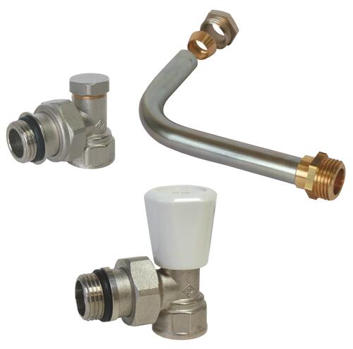 Kit complet de raccordement arrière pour radiateur à visser avec robinet manuel - Somatherm